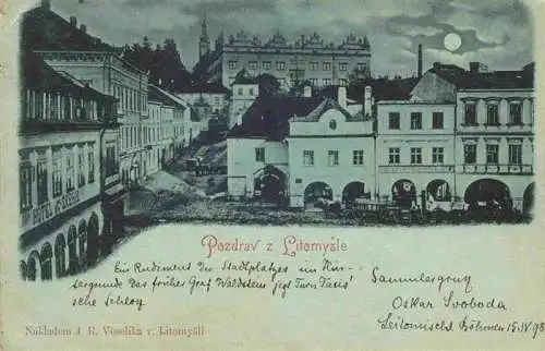 AK / Ansichtskarte 73974354 Litomysl_Leitomischl_CZ Ortszentrum Schloss im Mondschein