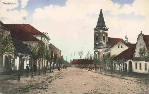 AK / Ansichtskarte 73977463 Smidary_Smidar_Novy_Bydzov_Neubydzow_Neubidschow_CZ Strassenpartie Blick zur Kirche