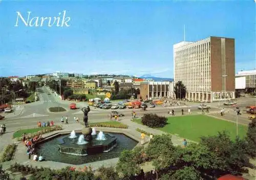 AK / Ansichtskarte 73978523 Narvik_Norway The Liberty Memorial and the Town Hall