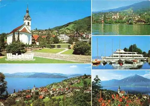 AK / Ansichtskarte  Walchwil_ZG Panorama Zugersee Kirche Hafen Faehre