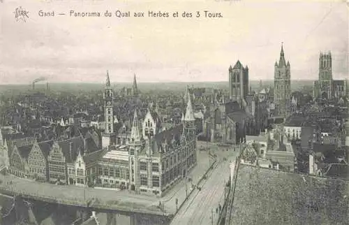 AK / Ansichtskarte 73979151 Gand__GENT_Belgie Panorama du Quai aux Herbes et des troix tours