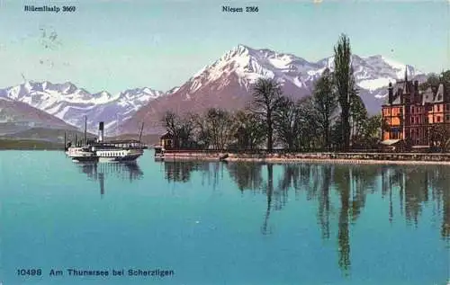 AK / Ansichtskarte  Thunersee_BE mit Blueemlisalp und Niesen