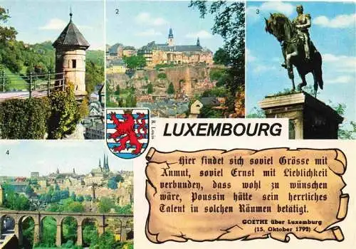 AK / Ansichtskarte 73979948 LUXEMBOURG__Luxemburg Tourelle espagnole Ville Haute Statue equestre de Guillaume II Panorama