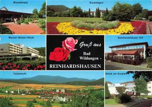 AK / Ansichtskarte 73980051 Reinhardshausen_Bad_Wildungen Wandelhalle Kuranlagen Werner Wicker Klinik Reinhardshaeuser Hof Teilansicht Klinik am Kurpark