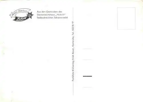AK / Ansichtskarte 73980410 Sasbachwalden Sternenwirtshaus Hohritt Gaststube