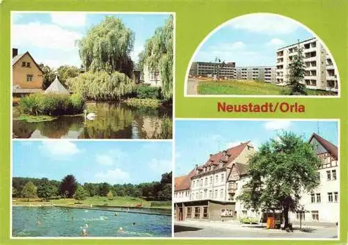 AK / Ansichtskarte 73981517 Neustadt_Orla_Thueringen Am Gamsenteich Neubaugebiet Schwimmbad Markt