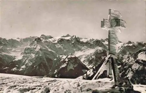 AK / Ansichtskarte  Frohnalpstock_SZ Gipfelkreuz Blick auf Urirotstock Winterpanorama