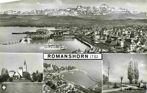 AK / Ansichtskarte  ROMANSHORN_TG Panorama Blick zum Saentis Appenzeller Alpen Kirche Hafen Parkanlagen