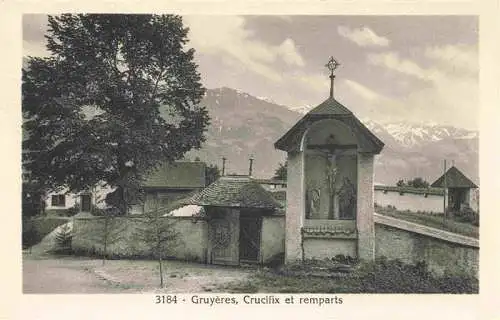 AK / Ansichtskarte  Gruyeres__Gruyere_Greyerz_FR Crucifix et remparts