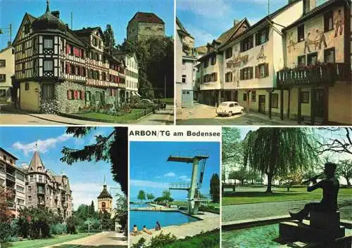 AK / Ansichtskarte  ARBON__TG Teilansichten Schloss Freibad Sprungturm Parkanlagen Skulptur
