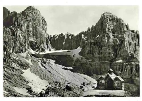 AK / Ansichtskarte 73983172 San_Lorenzo_in_Banale Rifugio Silvio Agostini e Chiesetta Alpina Val d'Ambiès Dolomiti Berghaus Dolomiten