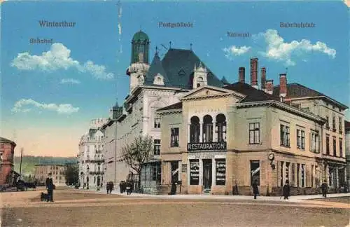 AK / Ansichtskarte  WINTERTHUR__ZH Bahnhof Postgebaeude National Bahnhofplatz