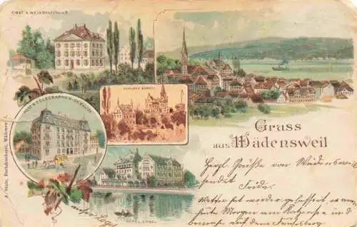 AK / Ansichtskarte  Waedensweil_Waedenswil_ZH Obst und Weinbauschule Postgebaeude Schloss Buergli Hotel Engel Panorama