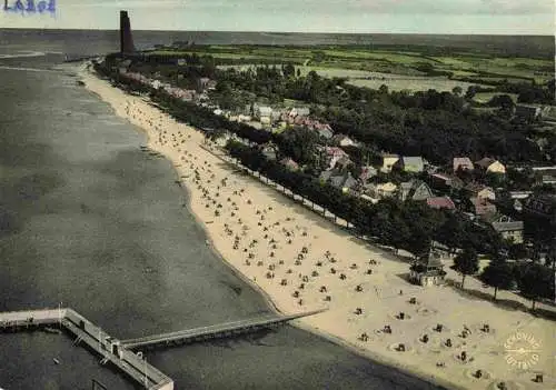 AK / Ansichtskarte 73983858 LABOE_Ostseebad Fliegeraufnahme mit Strand und Marine Ehrenmal