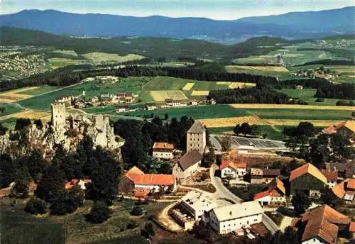 AK / Ansichtskarte 73984153 Regen_Bayern Burgruine Weissenstein am Pfahl im Hintergrund Grosser Arber Bayerischer Wald