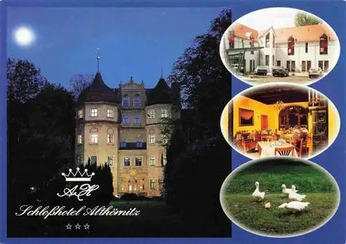 AK / Ansichtskarte 73984166 Hoernitz_Bertsdorf-Hoernitz Schlosshotel Althoernitz im Mondschein Restaaurant Enten
