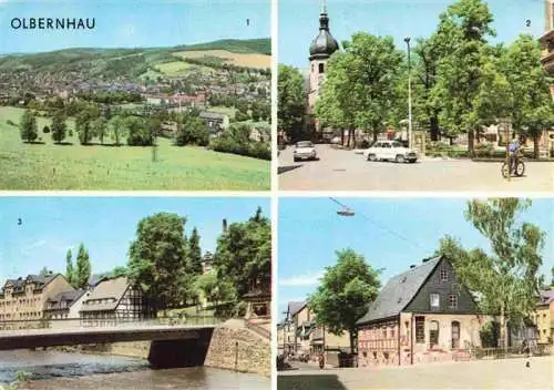 AK / Ansichtskarte 73984189 Olbernhau_Erzgebirge Panorama Ernst-Thaelmann-Platz Kegelbruecke Gruenthaler Strasse