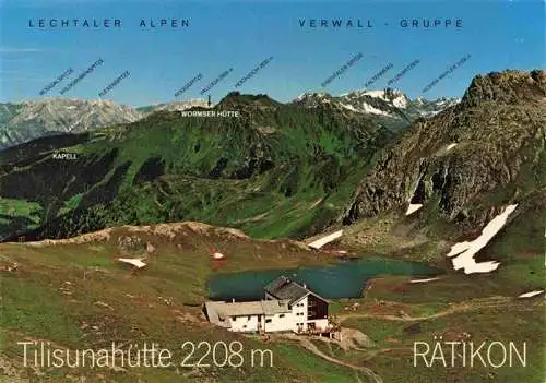 AK / Ansichtskarte 73984616 Tilisunahuette_2211m_Montafon_AT im Rhaetikon mit Lechtaler Alpen und Verwallgruppe