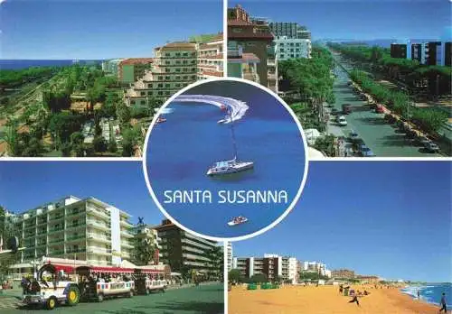 AK / Ansichtskarte 73984924 Santa_Susanna_Barcelona_ES Panorama Promenade Strand Touristenbahn