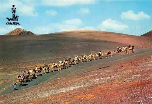 AK / Ansichtskarte 73984986 Lanzarote_Kanarische Inseln_ES Caravana subiendo las Montañas del Fuego