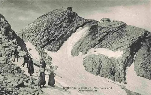 AK / Ansichtskarte  Saentis_2504m_AR mit Gasthaus und Observatorium