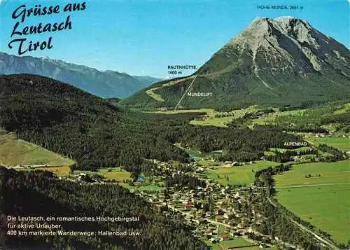 AK / Ansichtskarte 73985343 Weidach_Leutasch_Tirol_AT Fliegeraufnahme mit Rauthhuette und Hohe Munde