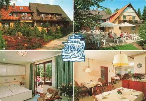 AK / Ansichtskarte 73985741 Bad_Bevensen Hotel Pension Café Zum Hanseaten Fremdenzimmer Gastraum Terrasse