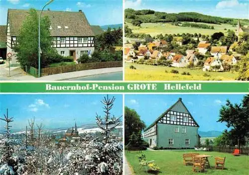 AK / Ansichtskarte 73985867 Hellefeld Bauernhof Pension Grote Garten im Sommer und im Winter