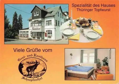 AK / Ansichtskarte 73985889 Schnepfenthal Gast- und Rasthaus Schnepfenthal Fremdenzimmer Thueringer Topfwurst