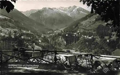 AK / Ansichtskarte 73986140 Badgastein_BAD_GASTEIN_Pinzgau_Pongau_AT mit Radhausberg Blick vom Terrassen Cafe Gamskar