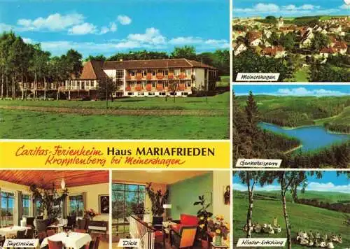 AK / Ansichtskarte 73986829 Kropplenberg_Meinerzhagen Caritas Ferienheim Haus Mariafrieden Tagesraum Diele Kindererholung Stadtpanorama Genkeltalsperre