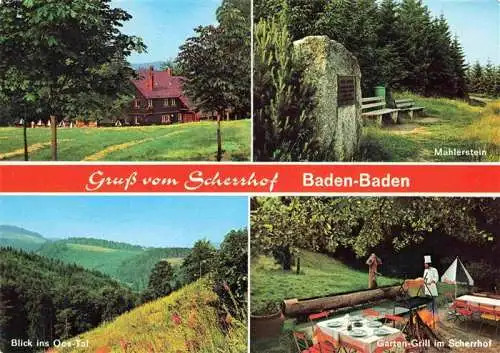 AK / Ansichtskarte 73986857 BADEN-BADEN Scherrhof Mahlerstein Gartengrill Landschaftspanorama Oos-Tal