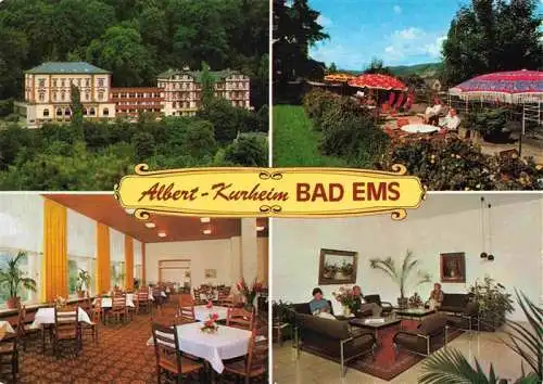 AK / Ansichtskarte 73986860 BAD_EMS Albert-Kurheim Speisesaal Aufenthaltsraum Gartenterrasse