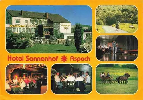 AK / Ansichtskarte 73986926 Kleinaspach Hotel Sonnenhof Restaurant Kegelbahn Pferdekutsch