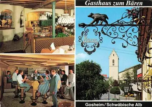 AK / Ansichtskarte 73987078 Gosheim_Wuerttemberg Gasthaus zum Baeren Gastraum Theke Tuerschild