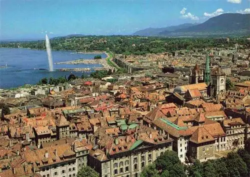 AK / Ansichtskarte  GENEVE_Genf_GE Vue aérienne de la haute-ville et la rade