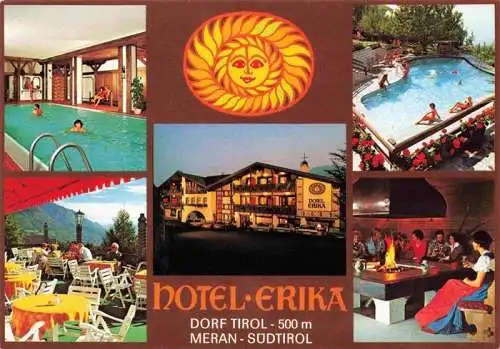 AK / Ansichtskarte 73987356 Dorf-Tirol_Suedtirol_IT Hotel Erika Restaurant Terrasse Swimming Pool Hallenbad