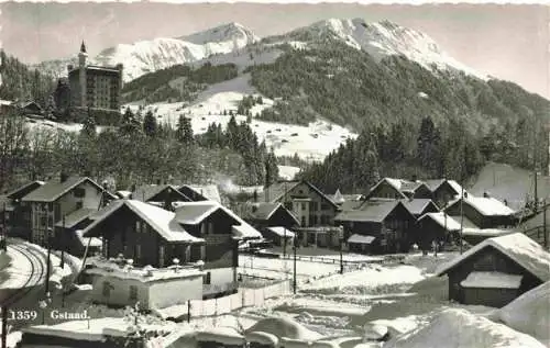 AK / Ansichtskarte  Gstaad_Saanen_BE Teilansicht Winterpanorama Berner Alpen