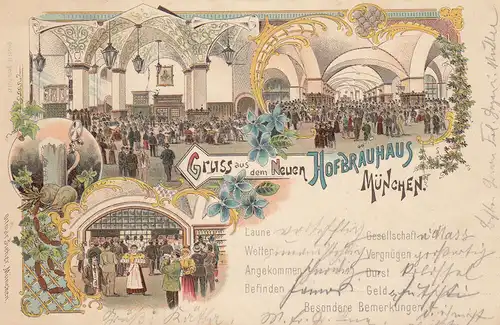 AK München Neues Hofbräuhaus Litho gel 1899