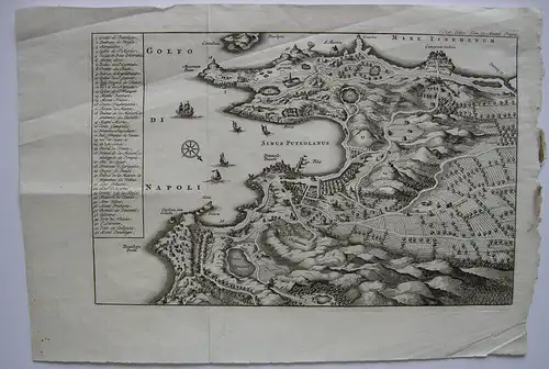 Golfo die Napoli Pozzuoli Sinus Puteolanus Orig Kupferstich Campania Italia 1720