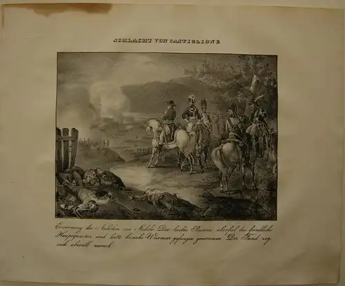 Battaglia di Castiglione Italia Orig Lithographie 1832 Napoleonische Kriege