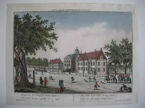 Vue d’optique Guckkastenblatt Den Haag Oranje Zaal kolor Kupferstich 1750