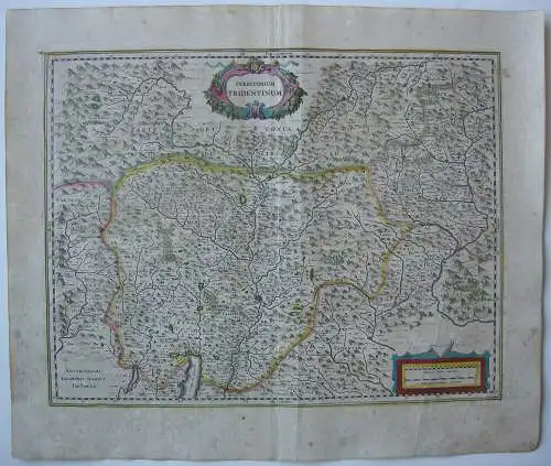 Trentino Südtirol altkolor Orig Kupferstichkarte Mercator Janssonius 1627 Italia