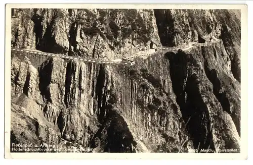 AK, Vorarlberg, Flexenpaß am Arlberg mit Höllenschluchtbrücke, um 1939