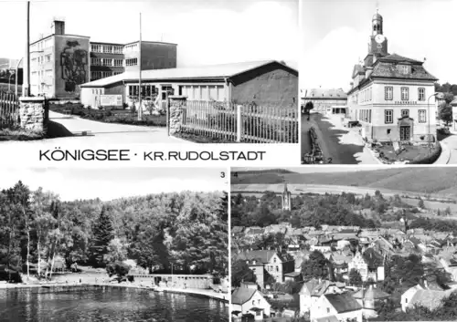 AK, Königsee Kr. Rudolstadt, vier Abb., u.a. Goethe-Schule, 1980