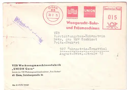 AFS, VEB Werkzeugmaschinenfabrik UNION Gera, o Gera, 65, 26.2.75