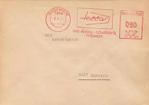 AFS, veb terra - schuhfabrik roßwein, o Rosswein, 7304, 2.1.80