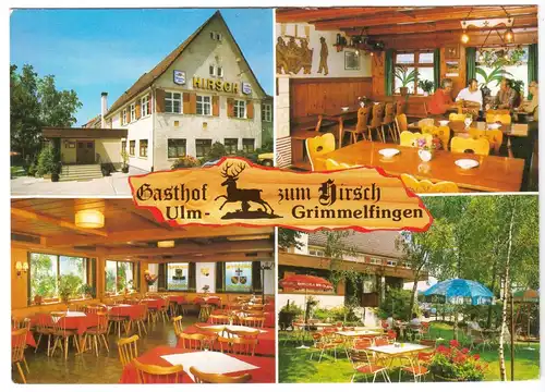 AK, Ulm Grimmelfingen, Gasthof zum Hirsch, vier Abb., um 1980