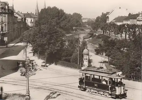 AK, Freiburg im Breisgau,  Dreisam und Brücke, 1910, Reprint um 1970, Echtfoto