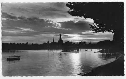 AK, Konstanz Bodensee, Abendpanorama, 1959